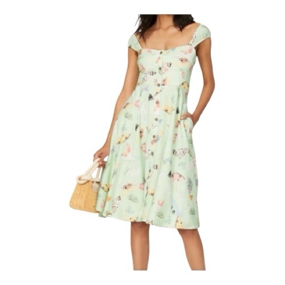 Slate & Stone Dresses & Skirts - Slate & Stone Green A-Line Butterfly Print Sundress Sweetheart Neckline Size 12